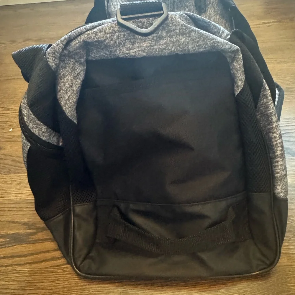 adidas Grey Heather Gym Duffel Bag with Black Accents